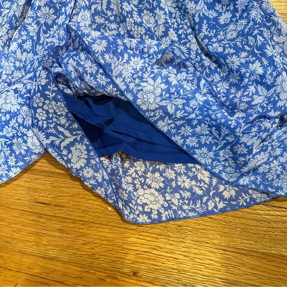 ZARA Womens Long Sleeve Ruffle Romper One Piece Blue Floral Size M  V-neck(E5 - Picture 7 of 12